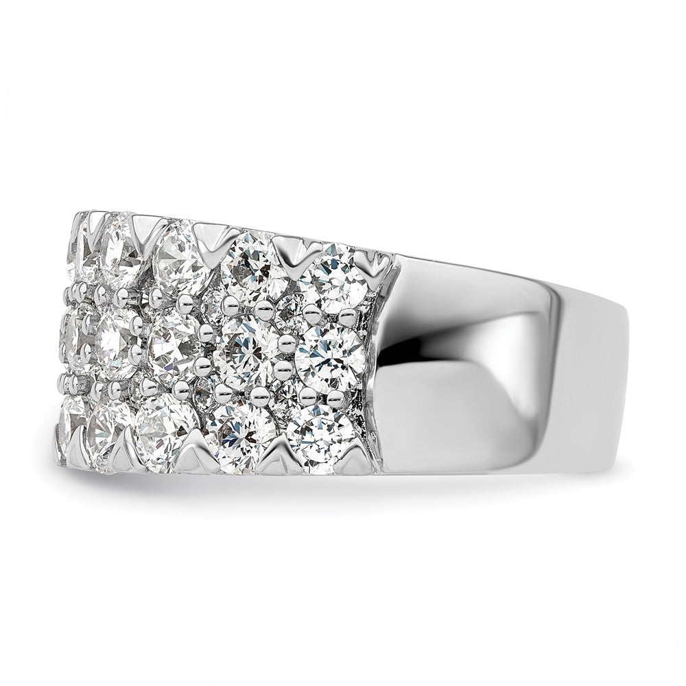 14K Weißgold Ring mit 3 ct. im Labor gezüchteten Diamanten VS/SI+ G+, komplett, dreireihig, Fashion