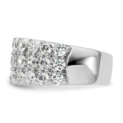 14K Weißgold Ring mit 3 ct. im Labor gezüchteten Diamanten VS/SI+ G+, komplett, dreireihig, Fashion