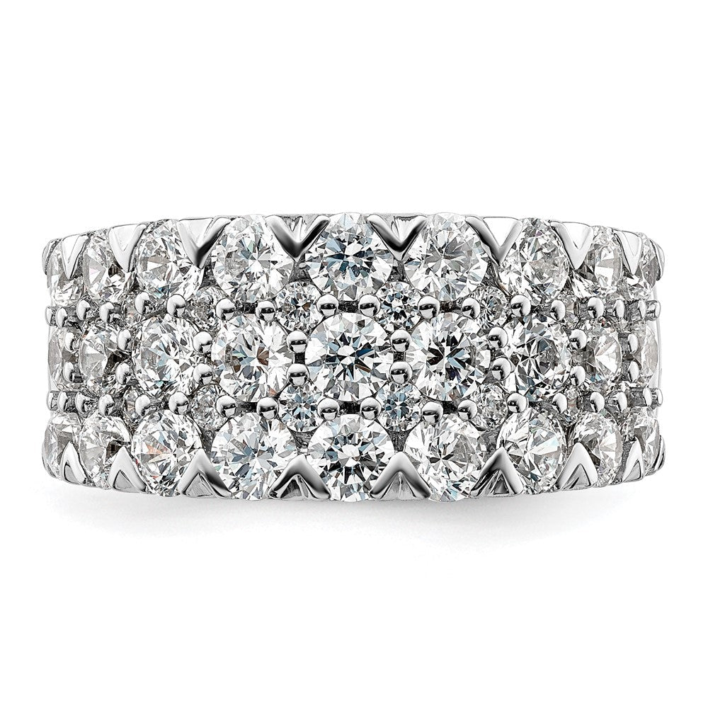 14K Weißgold Ring mit 3 ct. im Labor gezüchteten Diamanten VS/SI+ G+, komplett, dreireihig, Fashion