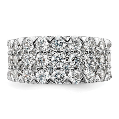 14K Weißgold Ring mit 3 ct. im Labor gezüchteten Diamanten VS/SI+ G+, komplett, dreireihig, Fashion