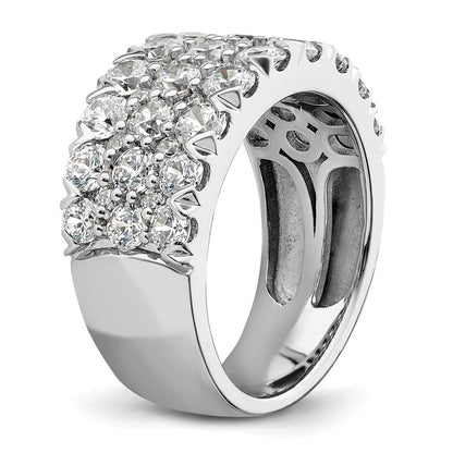 14K Weißgold Ring mit 3 ct. im Labor gezüchteten Diamanten VS/SI+ G+, komplett, dreireihig, Fashion