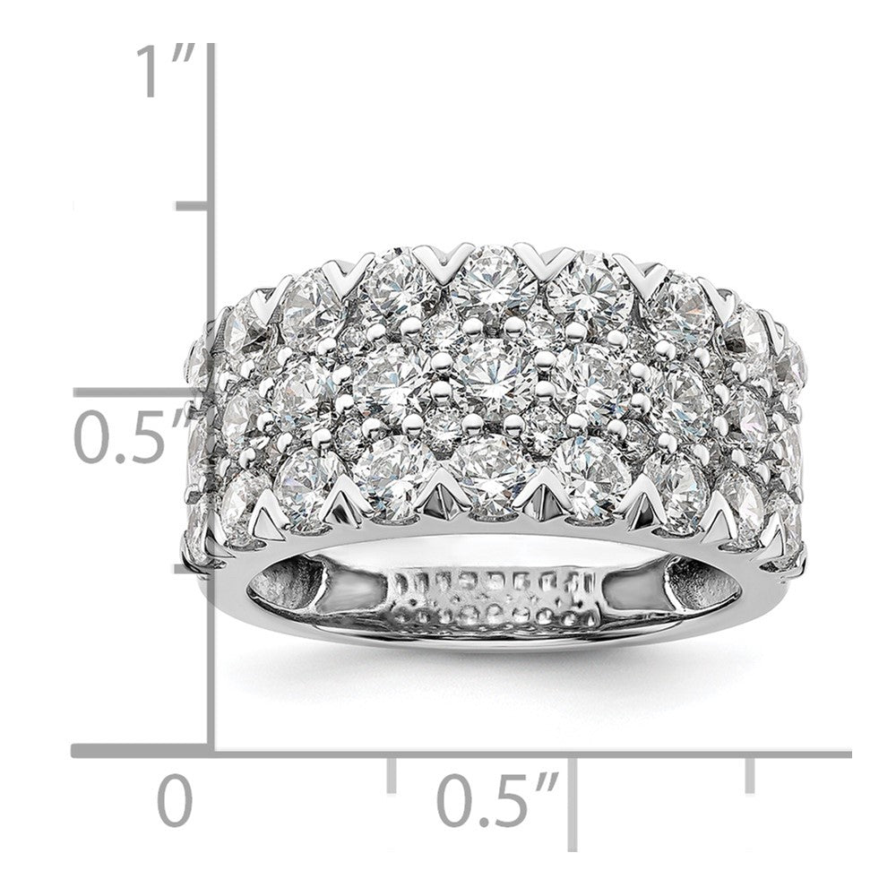 14K Weißgold Ring mit 3 ct. im Labor gezüchteten Diamanten VS/SI+ G+, komplett, dreireihig, Fashion