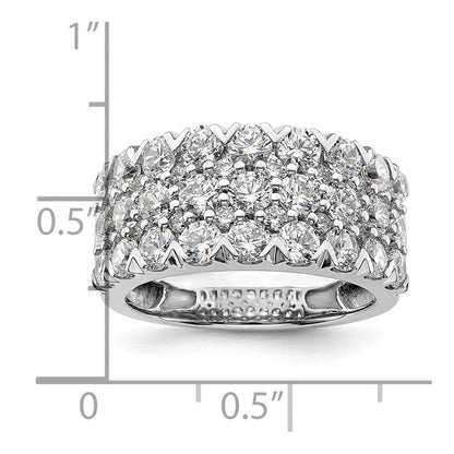 14K Weißgold Ring mit 3 ct. im Labor gezüchteten Diamanten VS/SI+ G+, komplett, dreireihig, Fashion