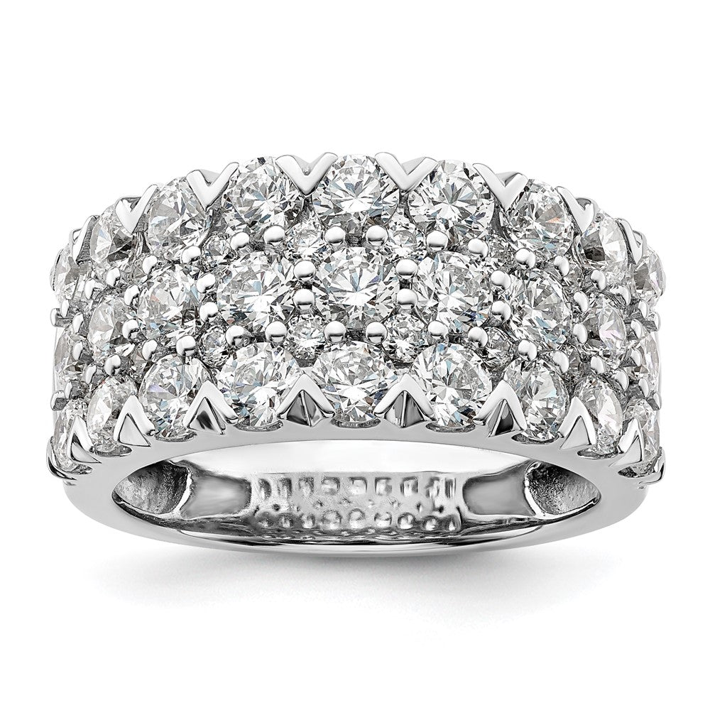 14K Weißgold Ring mit 3 ct. im Labor gezüchteten Diamanten VS/SI+ G+, komplett, dreireihig, Fashion