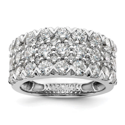 14K Weißgold Ring mit 3 ct. im Labor gezüchteten Diamanten VS/SI+ G+, komplett, dreireihig, Fashion