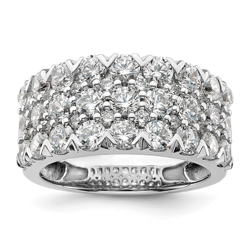 14K Weißgold Ring mit 3 ct. im Labor gezüchteten Diamanten VS/SI+ G+, komplett, dreireihig, Fashion