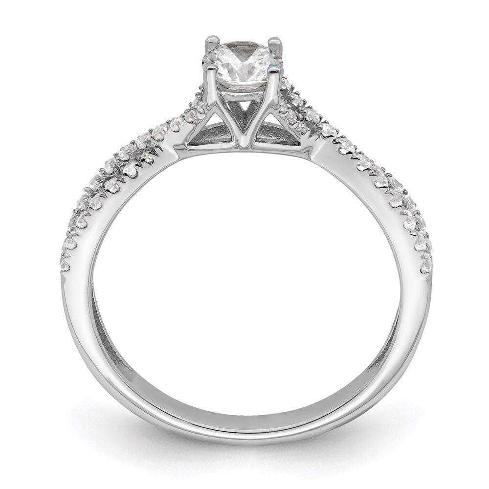 14K Weißgold Kreuz 5/8 Karat Gesamtgewicht. Diamant Komplett Verlobungsring
