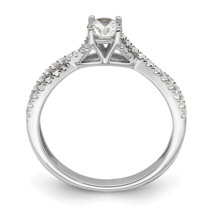 14K Weißgold Kreuz 5/8 Karat Gesamtgewicht. Diamant Komplett Verlobungsring