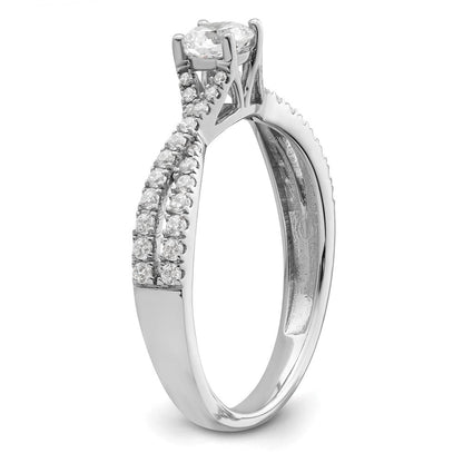 14K Weißgold Kreuz 5/8 Karat Gesamtgewicht. Diamant Komplett Verlobungsring