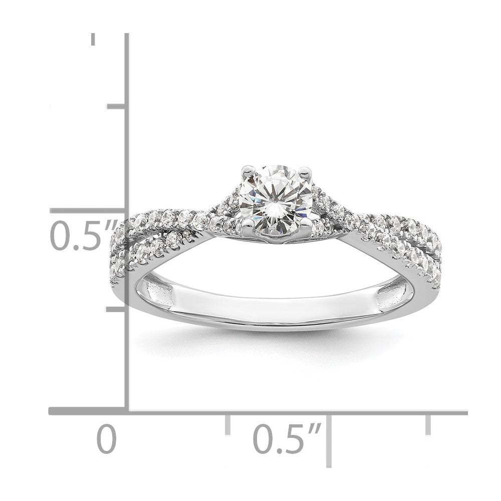 14K Weißgold Kreuz 5/8 Karat Gesamtgewicht. Diamant Komplett Verlobungsring