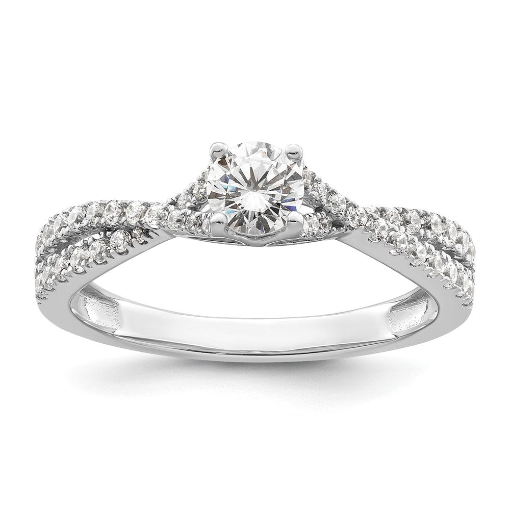 14K Weißgold Kreuz 5/8 Karat Gesamtgewicht. Diamant Komplett Verlobungsring