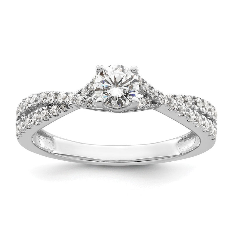 14K Weißgold Kreuz 5/8 Karat Gesamtgewicht. Diamant Komplett Verlobungsring