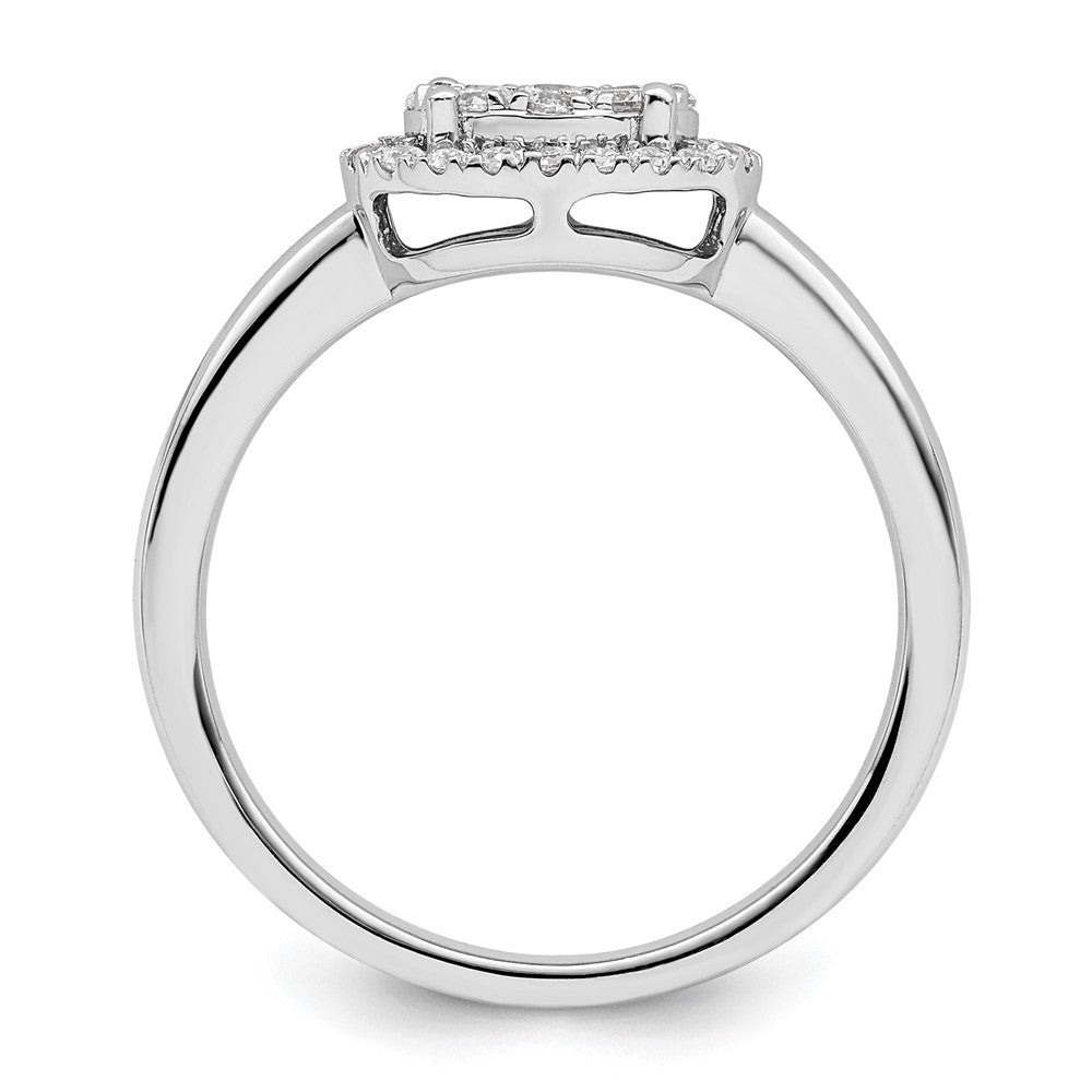 14K Weißgold Oval Heiligenschein Cluster 1/3 Karat Diamant Komplett Verlobungsring