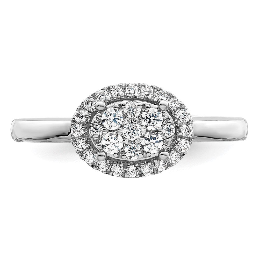 14K Weißgold Oval Heiligenschein Cluster 1/3 Karat Diamant Komplett Verlobungsring
