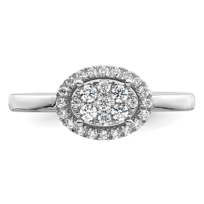 14K Weißgold Oval Heiligenschein Cluster 1/3 Karat Diamant Komplett Verlobungsring