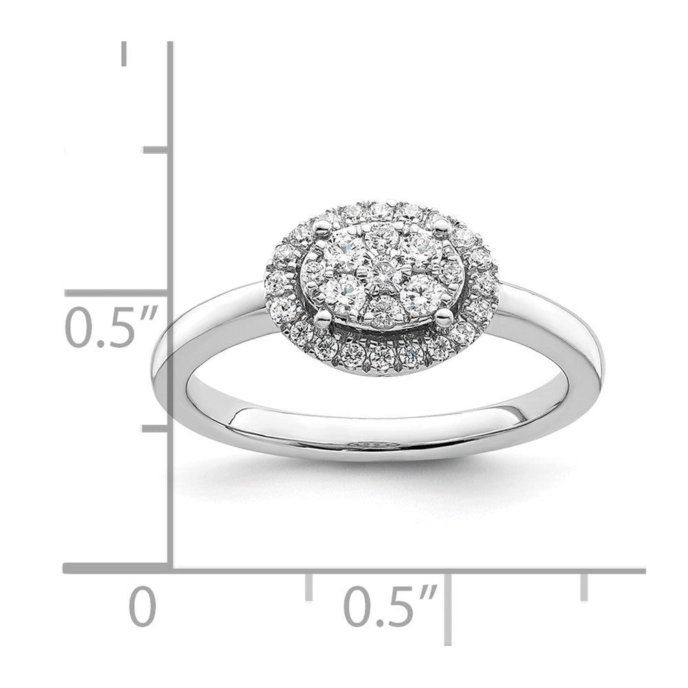 14K Weißgold Oval Heiligenschein Cluster 1/3 Karat Diamant Komplett Verlobungsring
