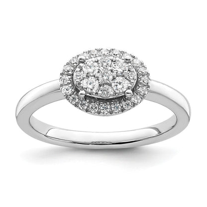 14K Weißgold Oval Heiligenschein Cluster 1/3 Karat Diamant Komplett Verlobungsring