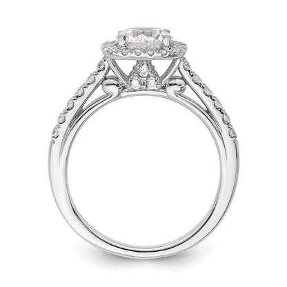 14K Weißgold Heiligenschein Plus (holds 1 Karat (6.5mm) Rund Mittig) 1/2 Diamant Halbfassung Verlobungsring