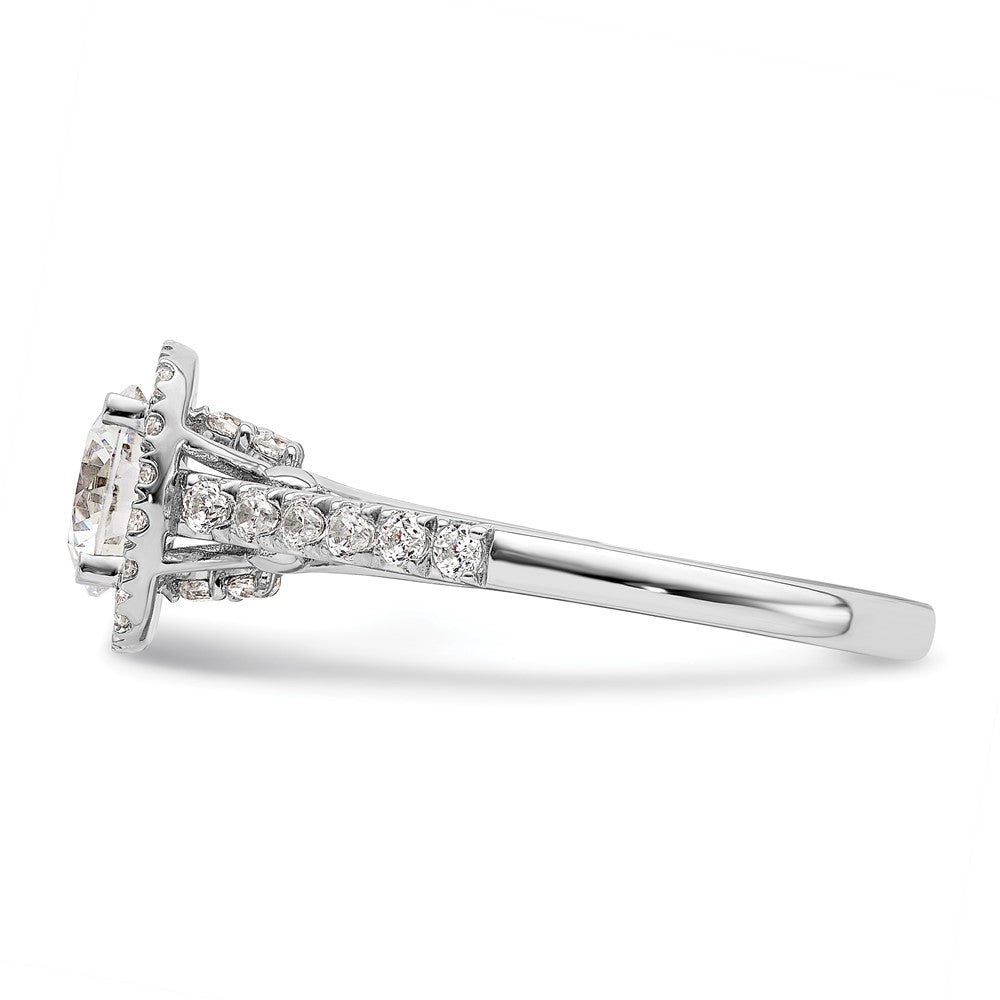 14K Weißgold Heiligenschein Plus (holds 1 Karat (6.5mm) Rund Mittig) 1/2 Diamant Halbfassung Verlobungsring