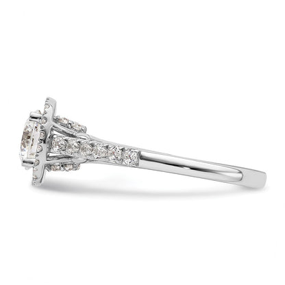 14K Weißgold Heiligenschein Plus (holds 1 Karat (6.5mm) Rund Mittig) 1/2 Diamant Halbfassung Verlobungsring