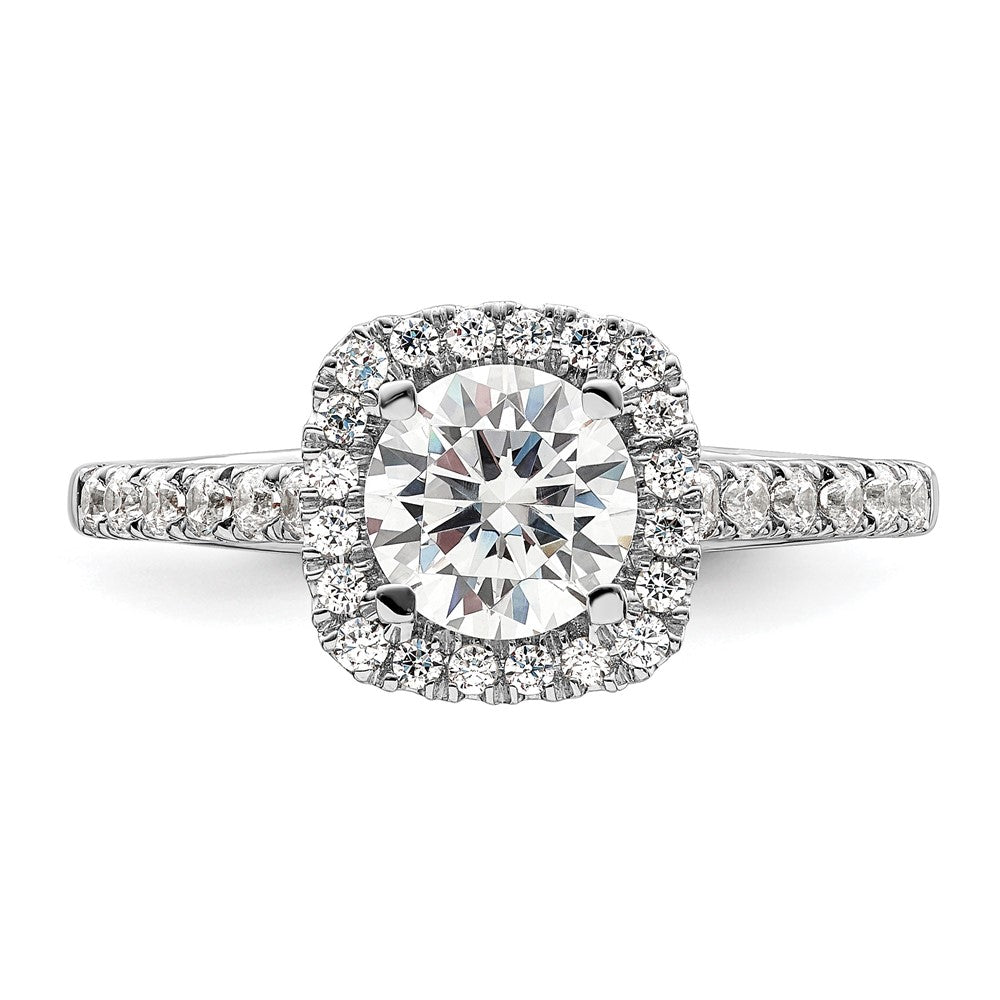 14K Weißgold Heiligenschein Plus (holds 1 Karat (6.5mm) Rund Mittig) 1/2 Diamant Halbfassung Verlobungsring
