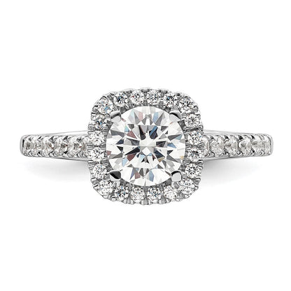 14K Weißgold Heiligenschein Plus (holds 1 Karat (6.5mm) Rund Mittig) 1/2 Diamant Halbfassung Verlobungsring