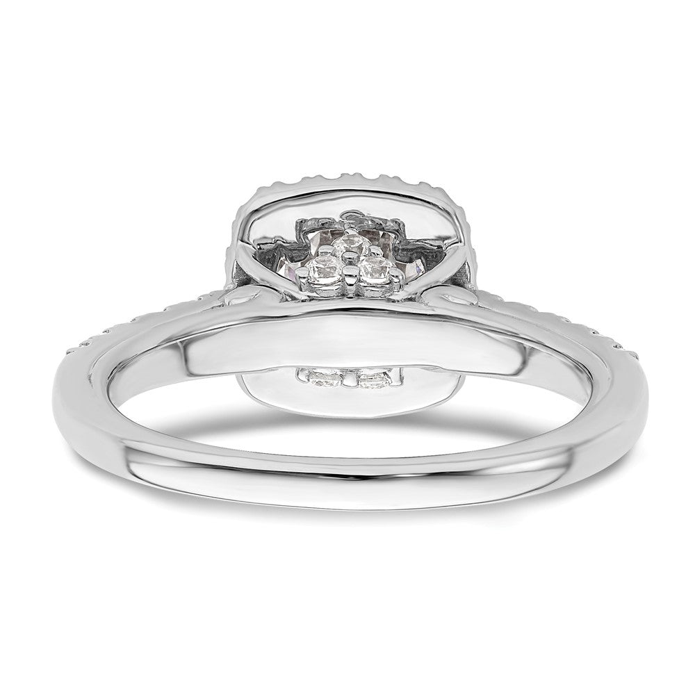 14K Weißgold Heiligenschein Plus (holds 1 Karat (6.5mm) Rund Mittig) 1/2 Diamant Halbfassung Verlobungsring