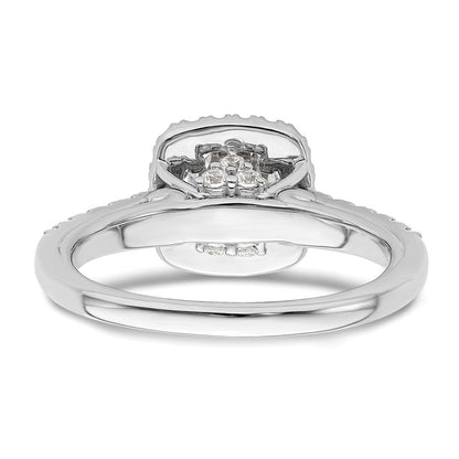 14K Weißgold Heiligenschein Plus (holds 1 Karat (6.5mm) Rund Mittig) 1/2 Diamant Halbfassung Verlobungsring