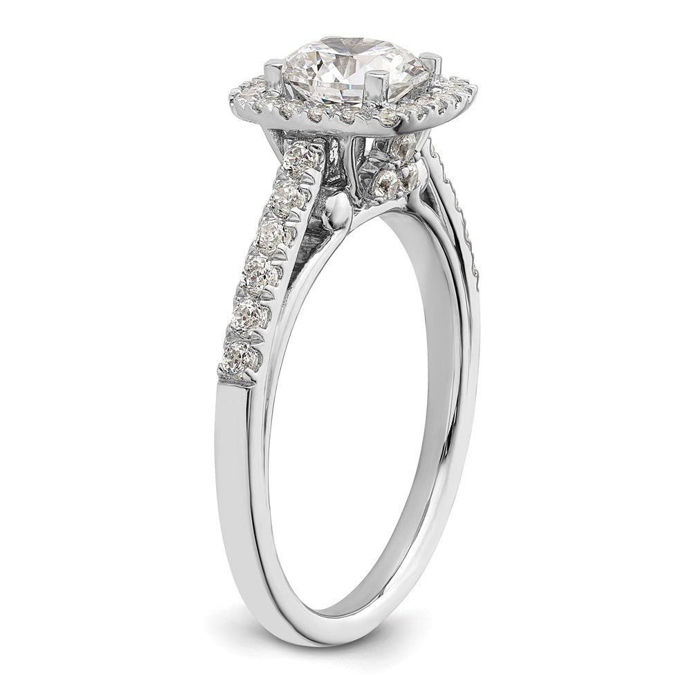 14K Weißgold Heiligenschein Plus (holds 1 Karat (6.5mm) Rund Mittig) 1/2 Diamant Halbfassung Verlobungsring