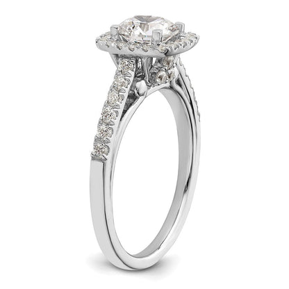 14K Weißgold Heiligenschein Plus (holds 1 Karat (6.5mm) Rund Mittig) 1/2 Diamant Halbfassung Verlobungsring