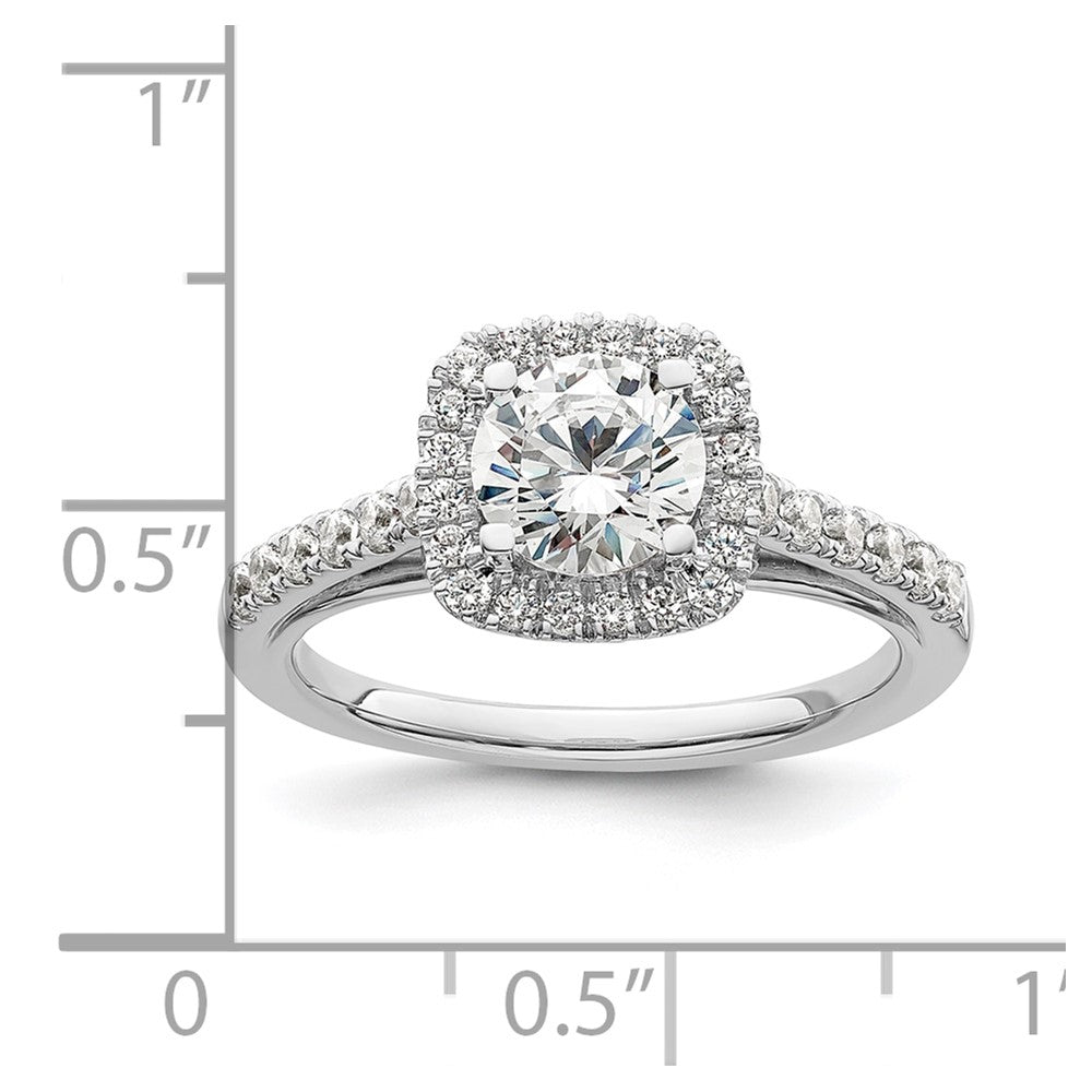 14K Weißgold Heiligenschein Plus (holds 1 Karat (6.5mm) Rund Mittig) 1/2 Diamant Halbfassung Verlobungsring