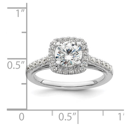 14K Weißgold Heiligenschein Plus (holds 1 Karat (6.5mm) Rund Mittig) 1/2 Diamant Halbfassung Verlobungsring