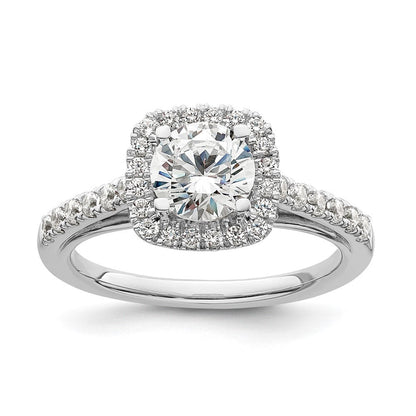 14K Weißgold Heiligenschein Plus (holds 1 Karat (6.5mm) Rund Mittig) 1/2 Diamant Halbfassung Verlobungsring
