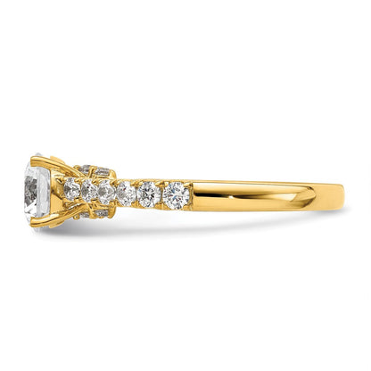 14K Gelbgold Vintage (holds 1 Karat 6.5mm) Rund Mittig) 1/2 Diamant Halbfassung Verlobungsring