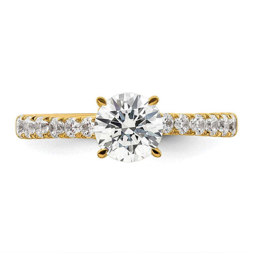 14K Gelbgold Vintage (holds 1 Karat 6.5mm) Rund Mittig) 1/2 Diamant Halbfassung Verlobungsring