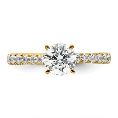 14K Gelbgold Vintage (holds 1 Karat 6.5mm) Rund Mittig) 1/2 Diamant Halbfassung Verlobungsring