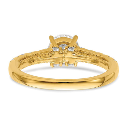 14K Gelbgold Vintage (holds 1 Karat 6.5mm) Rund Mittig) 1/2 Diamant Halbfassung Verlobungsring