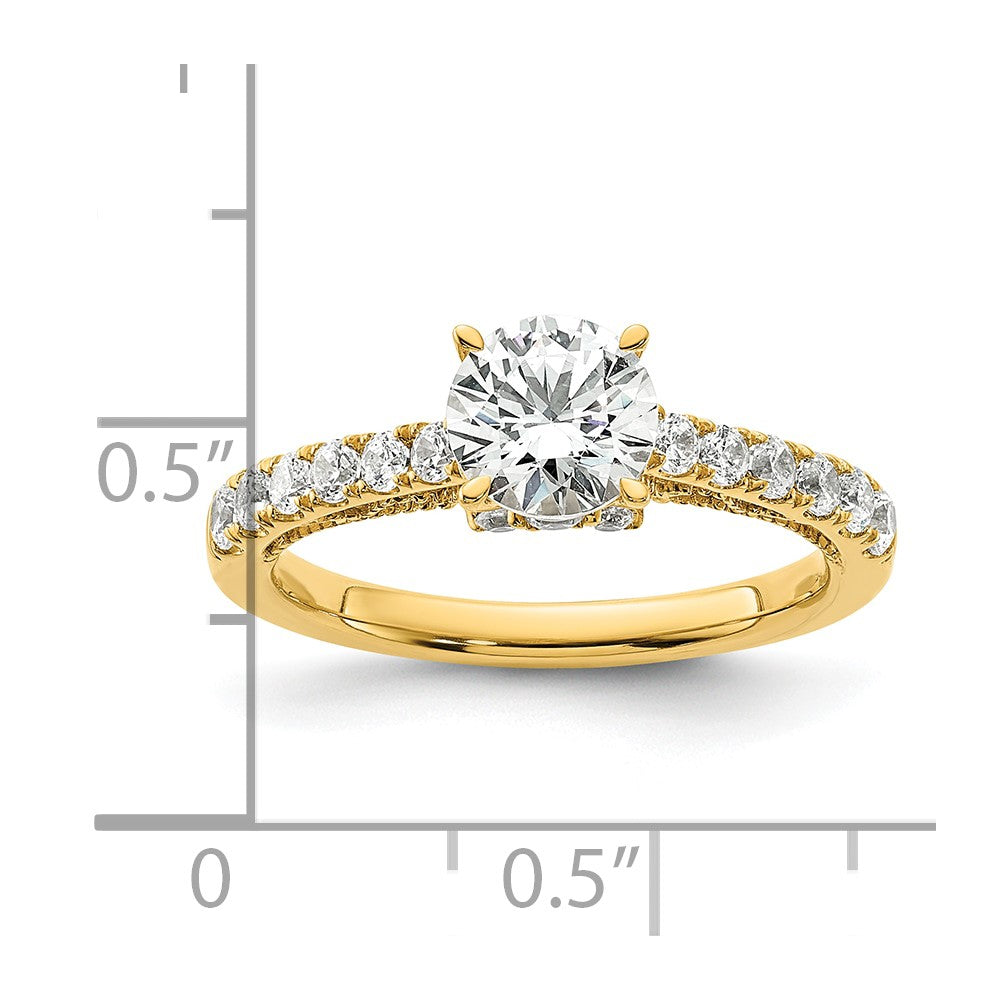 14K Gelbgold Vintage (holds 1 Karat 6.5mm) Rund Mittig) 1/2 Diamant Halbfassung Verlobungsring