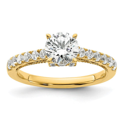 14K Gelbgold Vintage (holds 1 Karat 6.5mm) Rund Mittig) 1/2 Diamant Halbfassung Verlobungsring