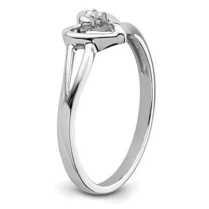 14K Weißgold First Versprechen Herz.01 Karat Rund Diamant Komplett Versprechen/ Verlobungsring