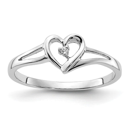 14K Weißgold First Versprechen Herz.01 Karat Rund Diamant Komplett Versprechen/ Verlobungsring