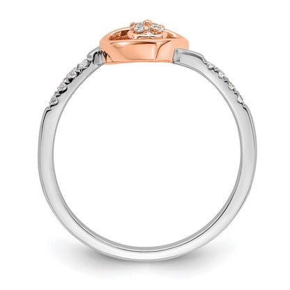 14K Weiß/ Roségold First Versprechen Weiß und Rose Herz Cluster 1/10 Karat Diamant Komplett Versprechen/ Verlobungsring
