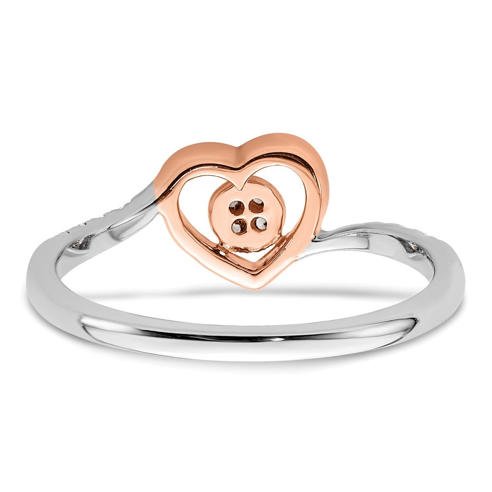 14K Weiß/ Roségold First Versprechen Weiß und Rose Herz Cluster 1/10 Karat Diamant Komplett Versprechen/ Verlobungsring