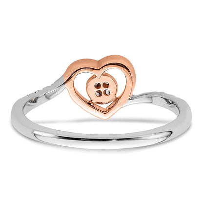 14K Weiß/ Roségold First Versprechen Weiß und Rose Herz Cluster 1/10 Karat Diamant Komplett Versprechen/ Verlobungsring