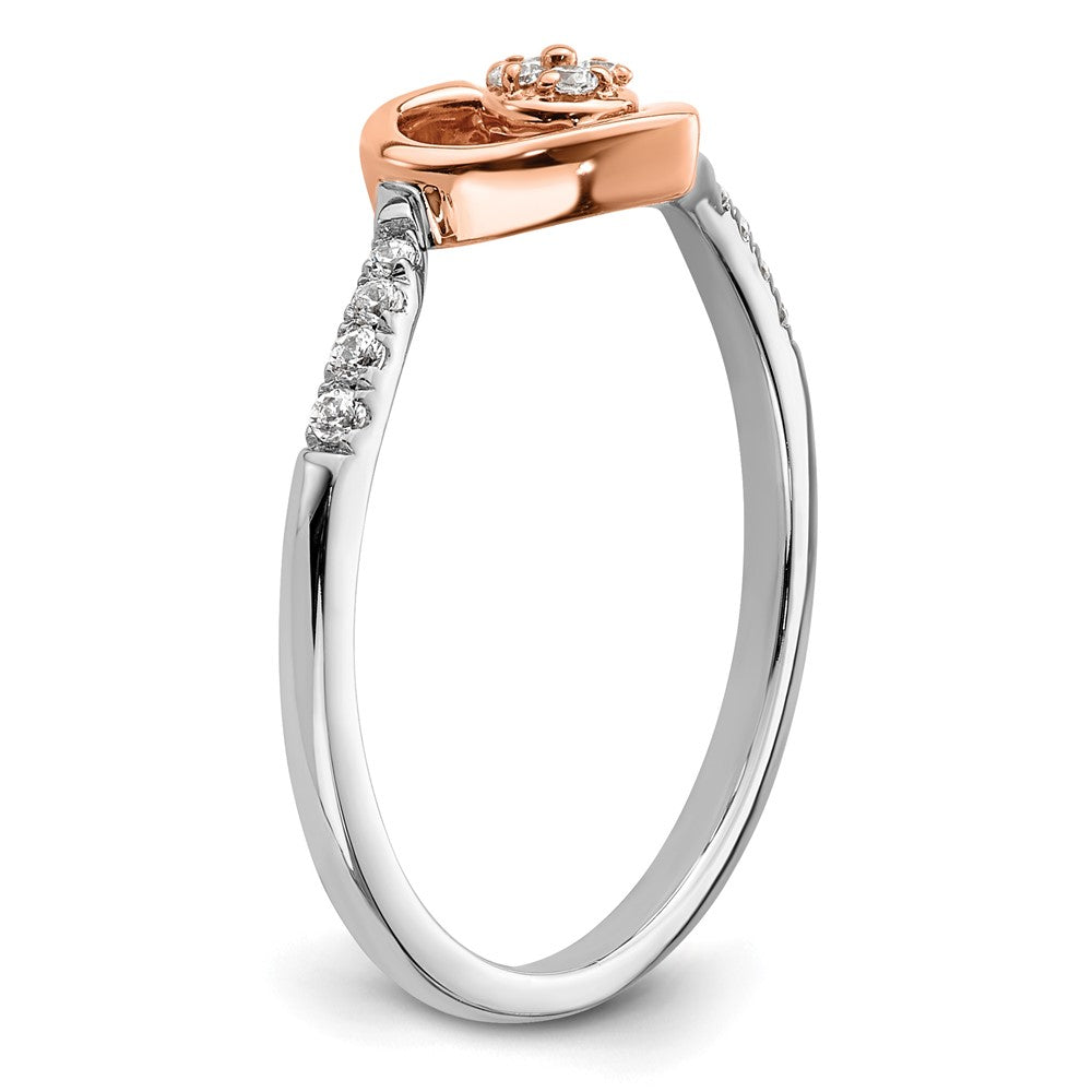 14K Weiß/ Roségold First Versprechen Weiß und Rose Herz Cluster 1/10 Karat Diamant Komplett Versprechen/ Verlobungsring