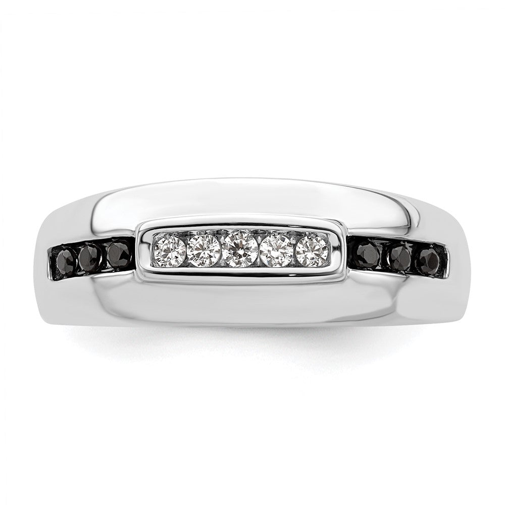 14K Weißgold 1/4 Karat und Schwarz Diamant Komplett Herren Ring