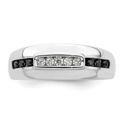 14K Weißgold 1/4 Karat und Schwarz Diamant Komplett Herren Ring