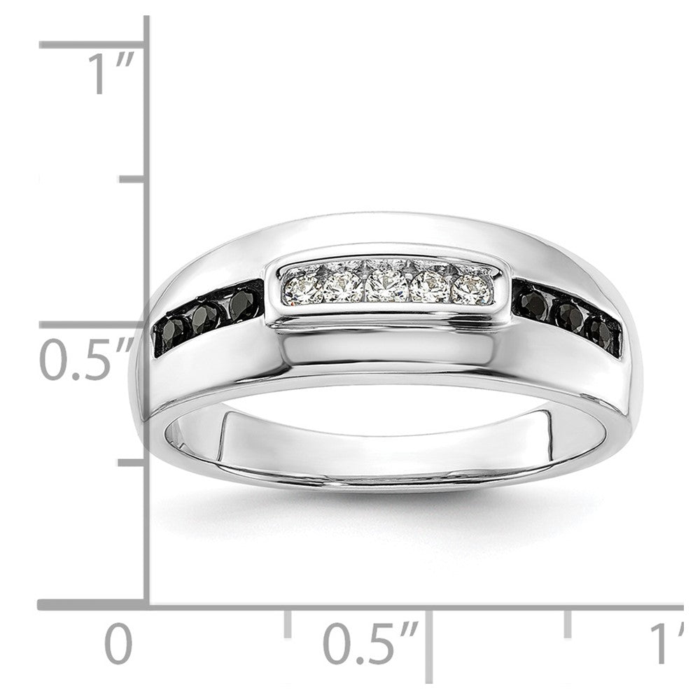 14K Weißgold 1/4 Karat und Schwarz Diamant Komplett Herren Ring