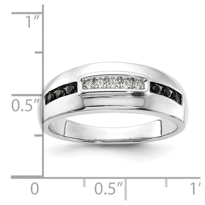 14K Weißgold 1/4 Karat und Schwarz Diamant Komplett Herren Ring