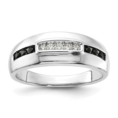 14K Weißgold 1/4 Karat und Schwarz Diamant Komplett Herren Ring